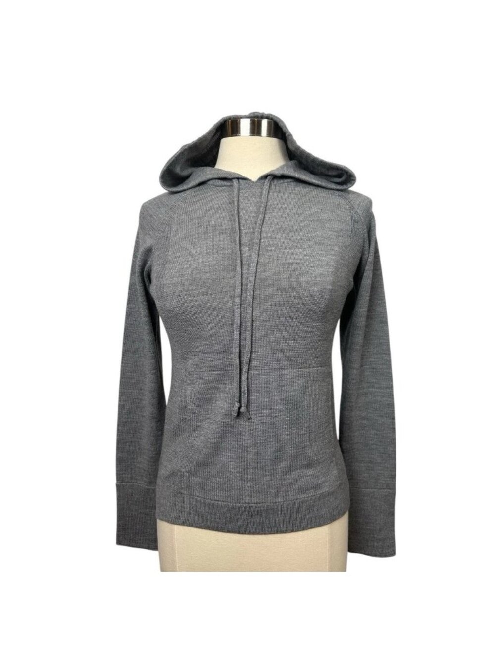 Lululemon Merino Wool Hoodie Womens Small Gray Athletic Running Thumbhole